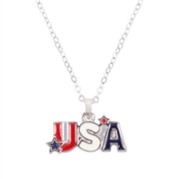 ❤️NWT*BOUTIQUE* PATRIOTIC USA NECKLACE/EARRINGS SET - Picture 3 of 3